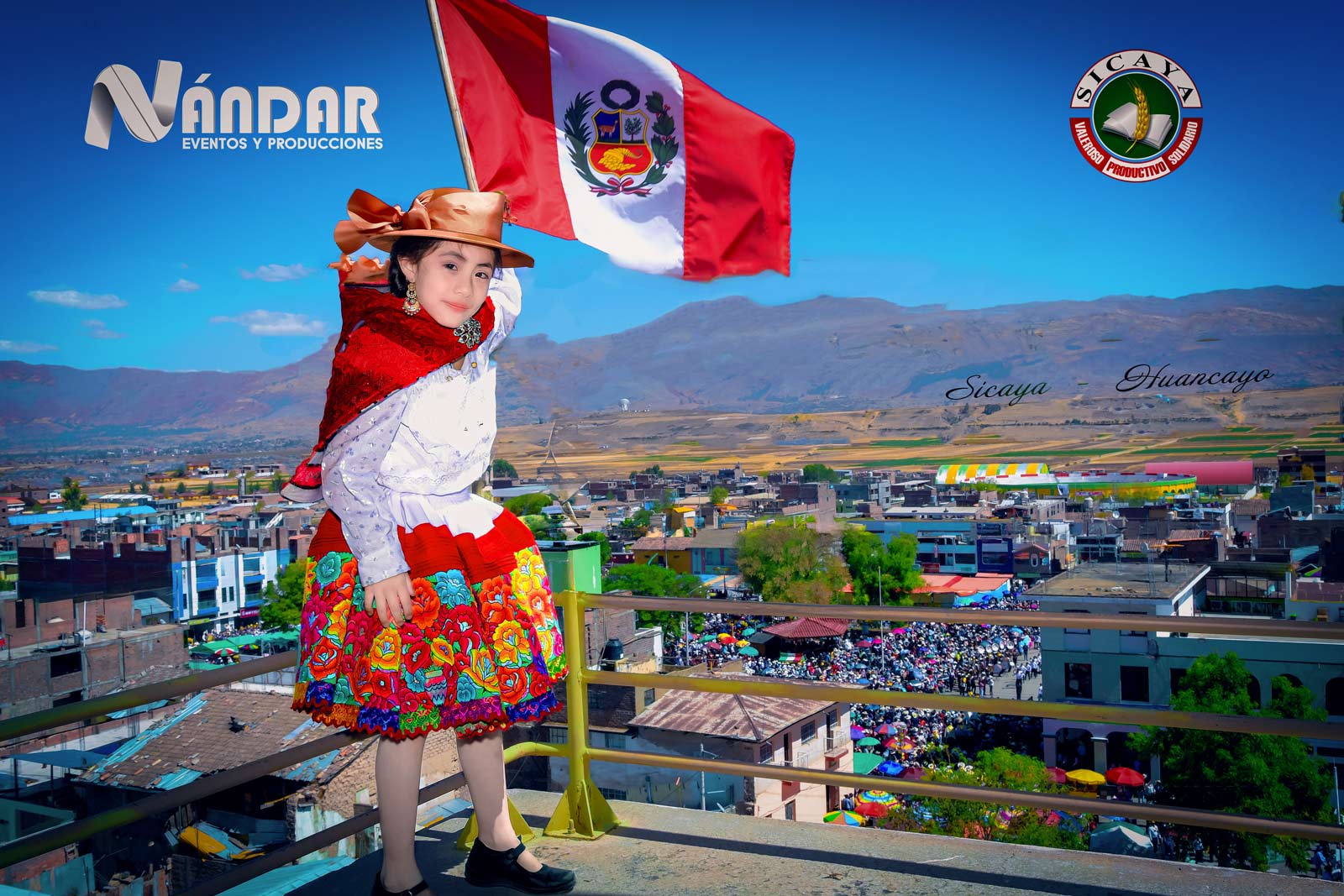 niña feliz con su vestido tradicional