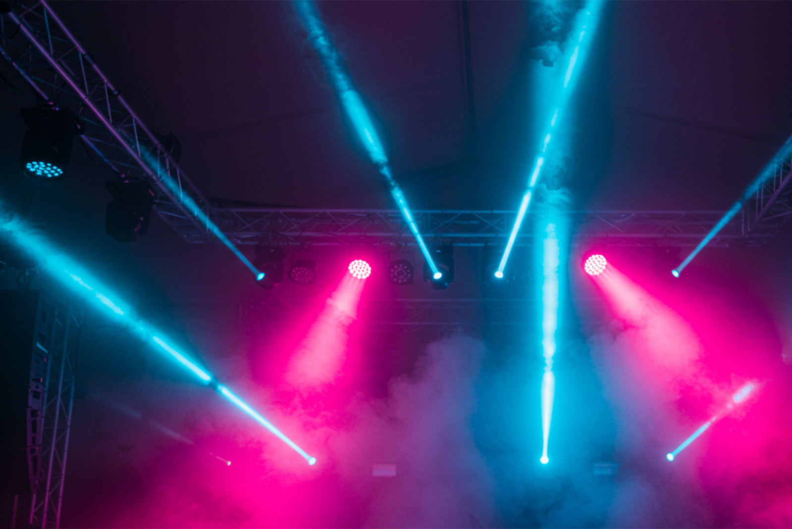 Iluminaciónes profesionales de color azul y rosa